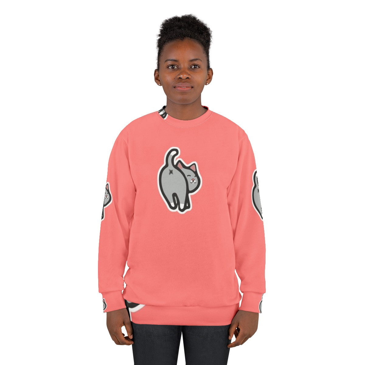 Cat butt sweatshirt for cat lovers - women