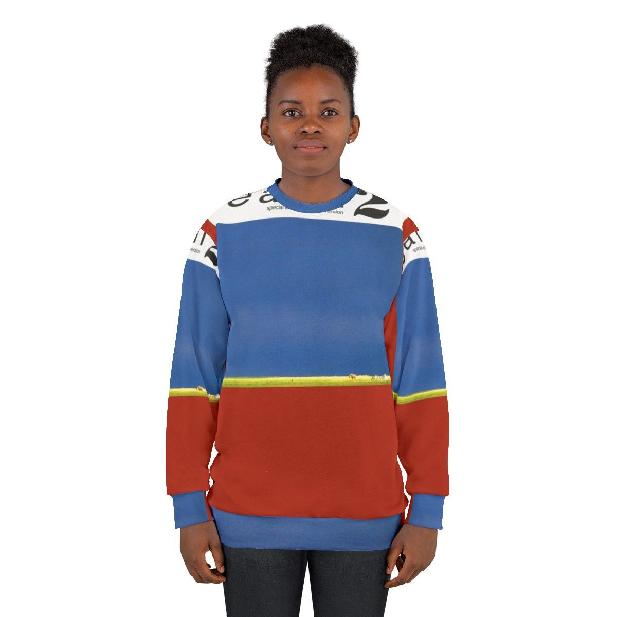 Earth Sweatshirt featuring a trippy and abstract album cover-inspired design - women