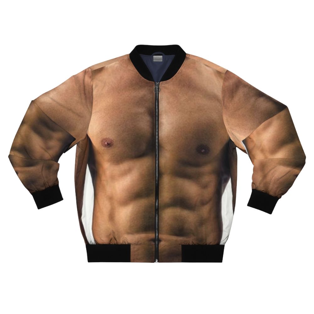 Muscle man 6 pack abs bomber jacket with fitness and bodybuilding design