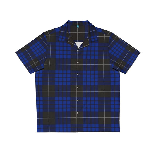 Blue and Black Tartan Plaid Hawaiian Shirt