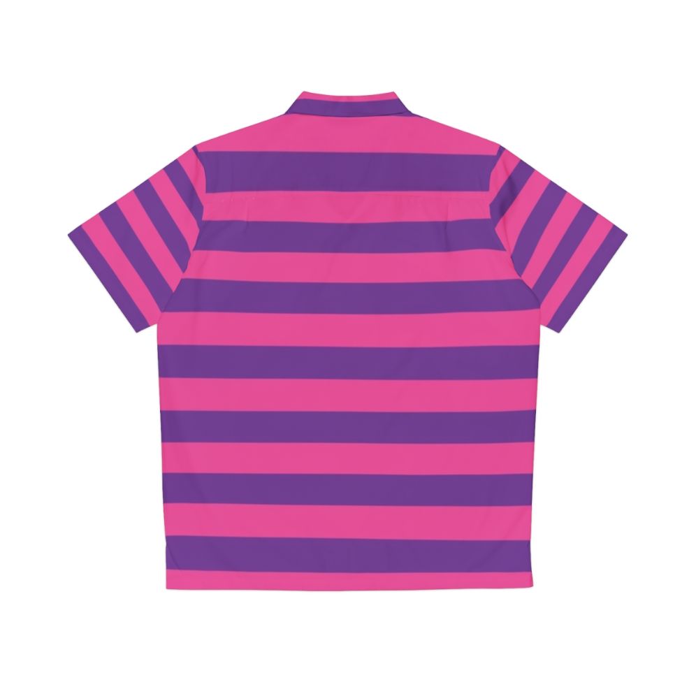 Pink and purple striped cheshire cat Hawaiian shirt - Back