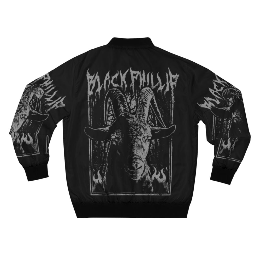 Black metal-inspired bomber jacket featuring 'The Witch' imagery and symbols - Back