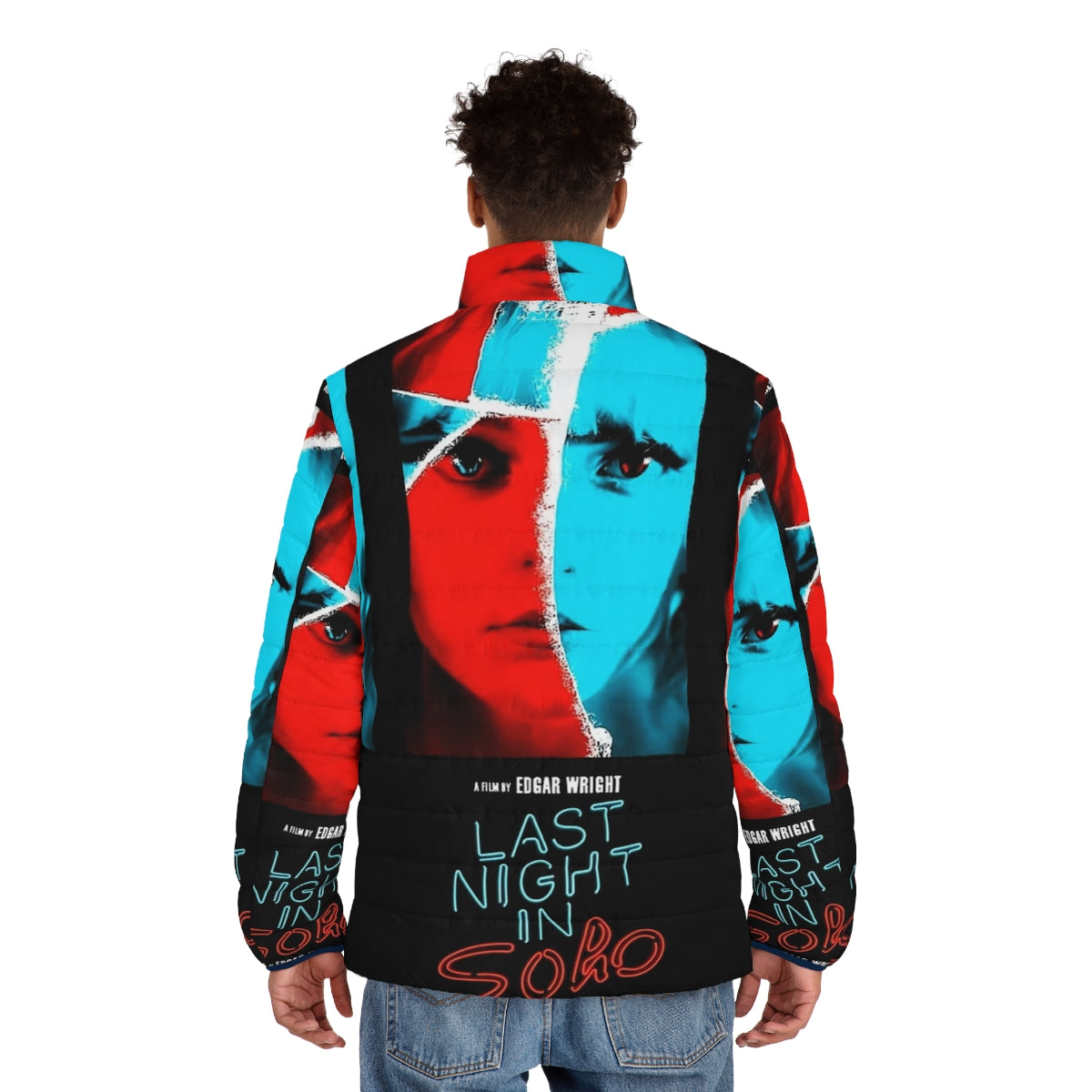 Last Night In Soho Puffer Jacket with horror movie and cinema-inspired design - men back