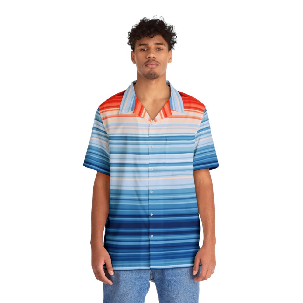 Climate Change Stripes Hawaiian Shirt - People Front