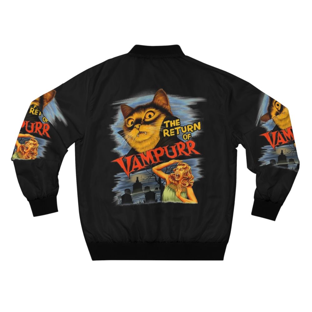 Vampurr Classic Cat Bomber Jacket with a black and retro design - Back