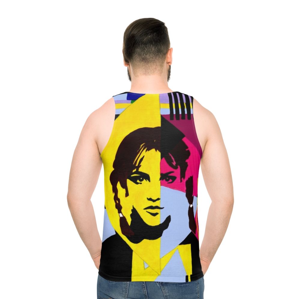 Unisex tank top with geometric pop art design - men back