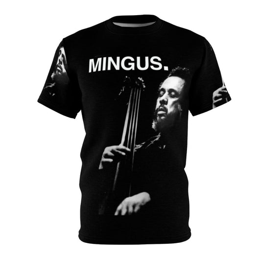 Retro T-shirt design featuring the iconic image of jazz pianist and composer Charles Mingus