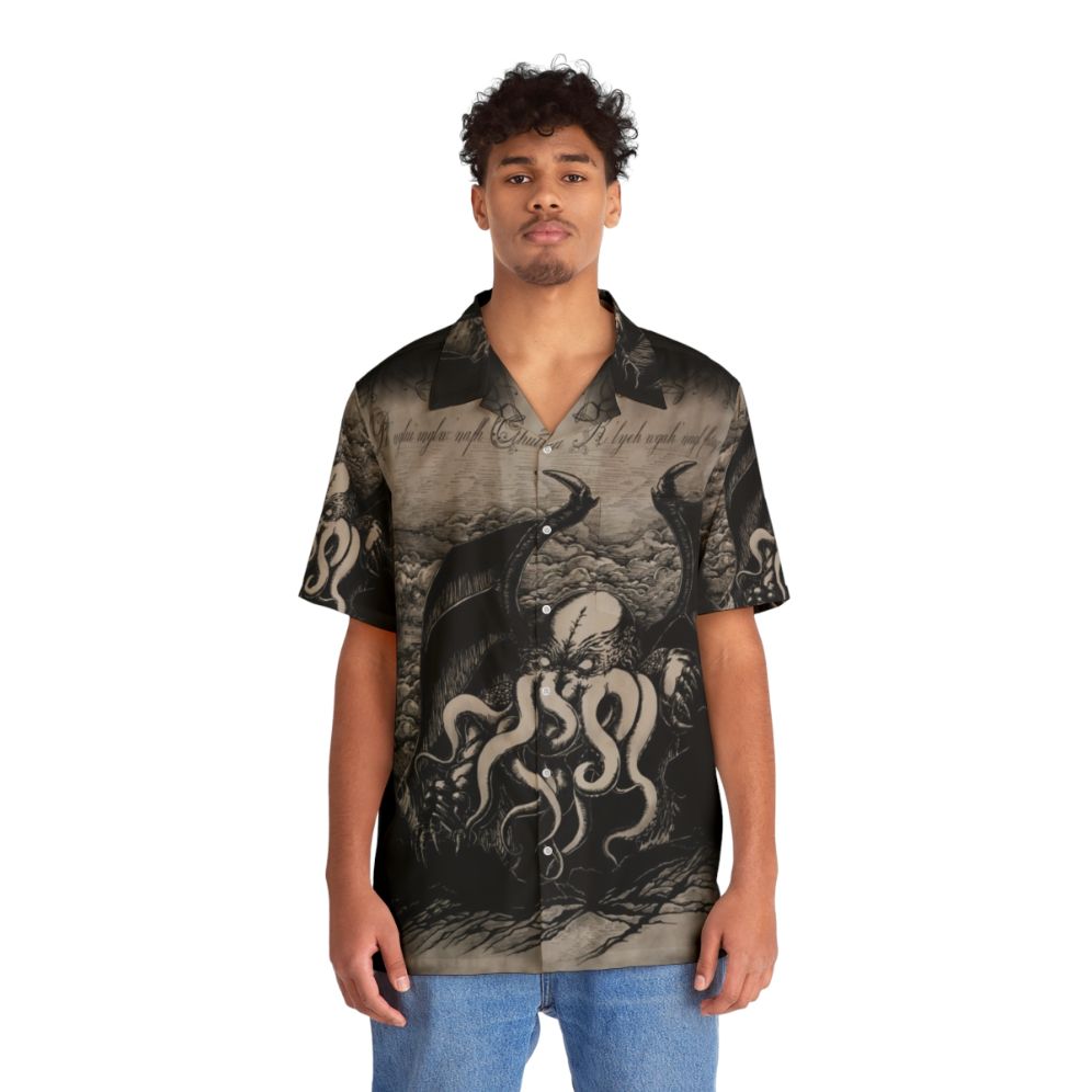 Rise of the Great Old One Lovecraft-Inspired Hawaiian Shirt - People Front