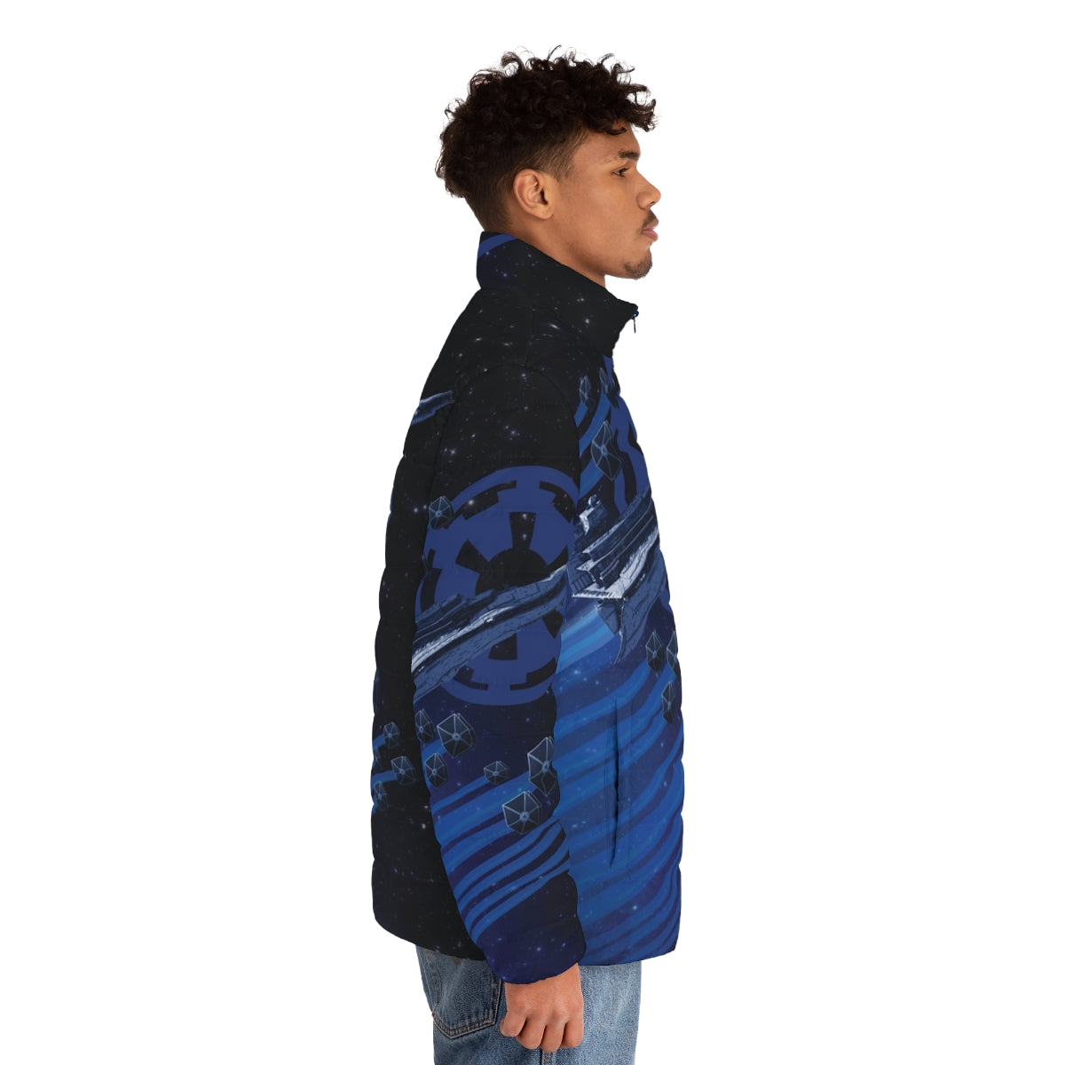 Geeky puffer jacket with eyeball design - men side right