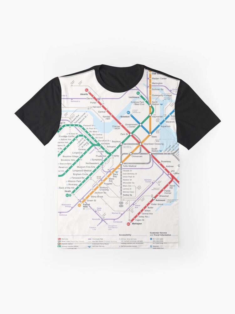 Boston area transportation system map graphic t-shirt - Flat lay