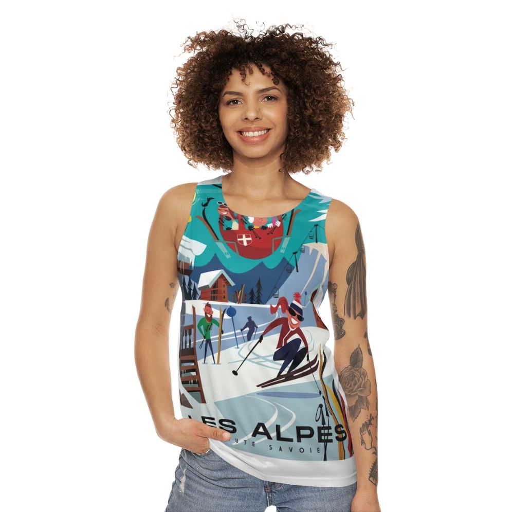 Les Alpes Ski Poster Unisex Tank Top - women