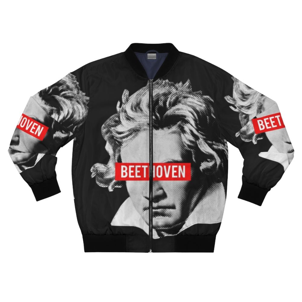 Beethoven Classical Music Bomber Jacket with Halftone Design