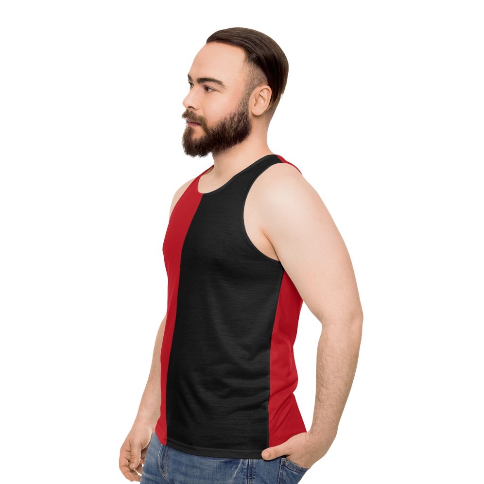 Unisex black and red graphic tank top - men side