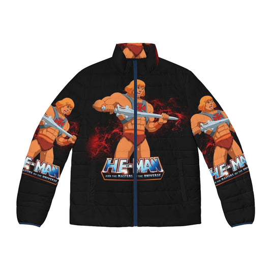 Retro He-Man Masters of the Universe Puffer Jacket with 80s inspired MOTU graphics