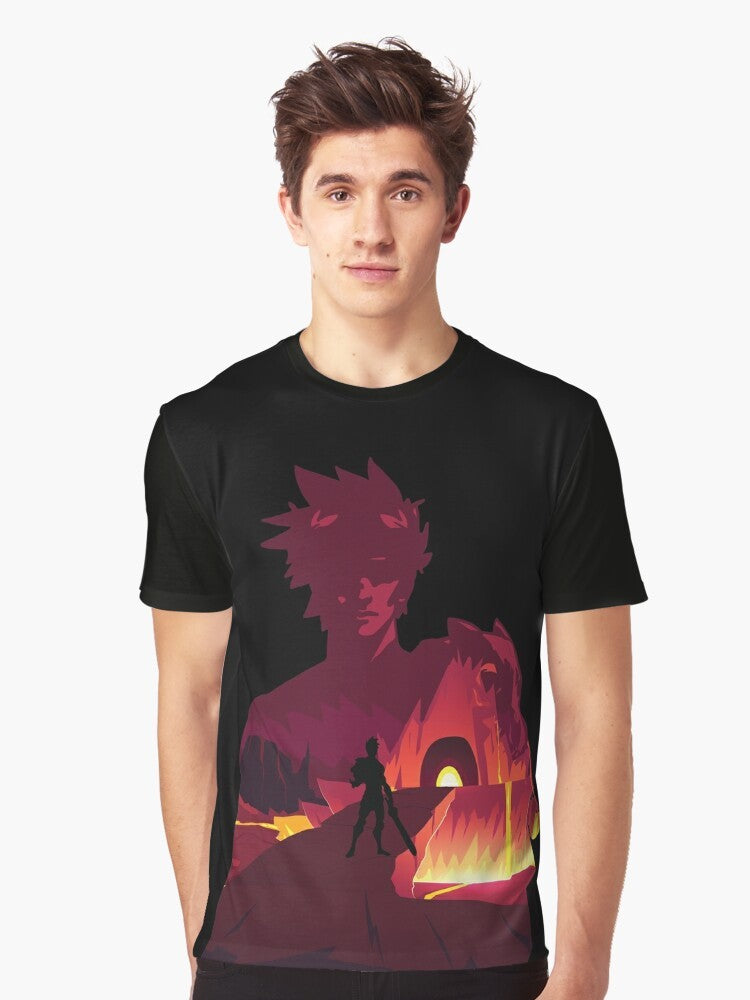 Zagreus - Hades "Negative Illusion" Graphic T-Shirt featuring a double exposure, vector art design of the character Zagreus from the Hades video game. - Men