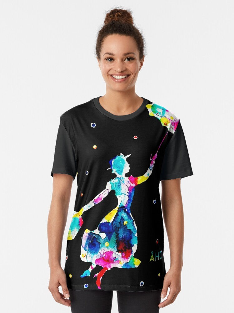 Colorful Mary Poppins watercolor graphic design t-shirt - Women