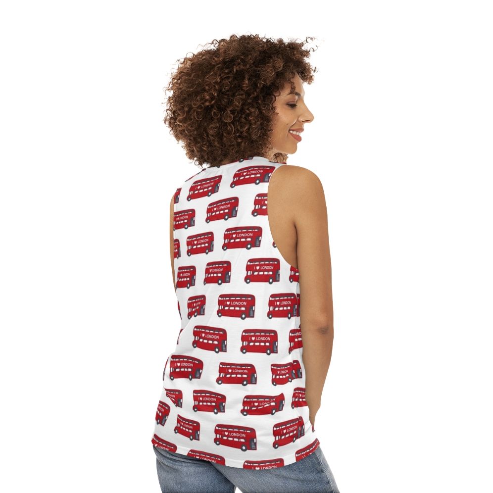 London red double decker bus pattern unisex tank top - women back