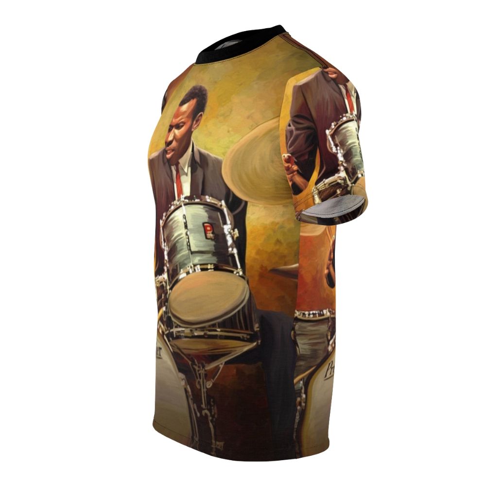 T-shirt featuring the name and portrait of legendary jazz drummer Elvin Jones - men left