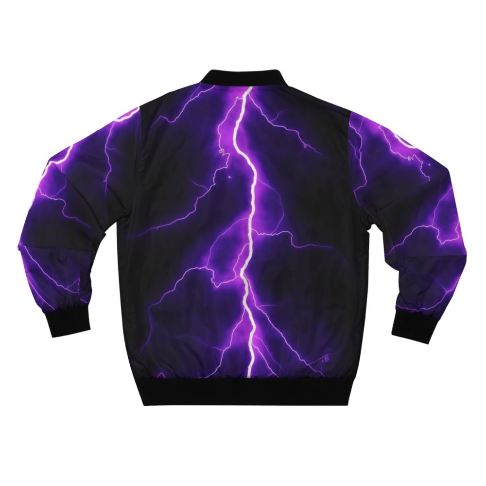 Purple bomber jacket with lightning bolt design, featuring a nature-inspired style - Back