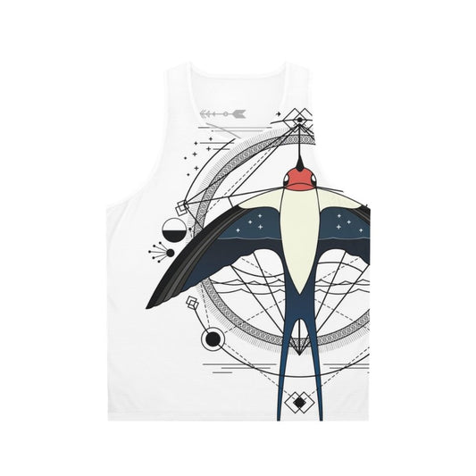 Geometric swallow bird abstract art unisex tank top