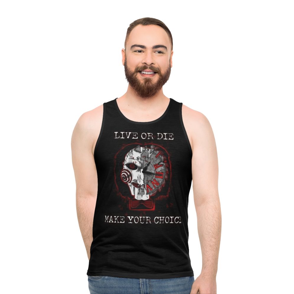 Jigsaw Horror Movie Unisex Tank Top - men