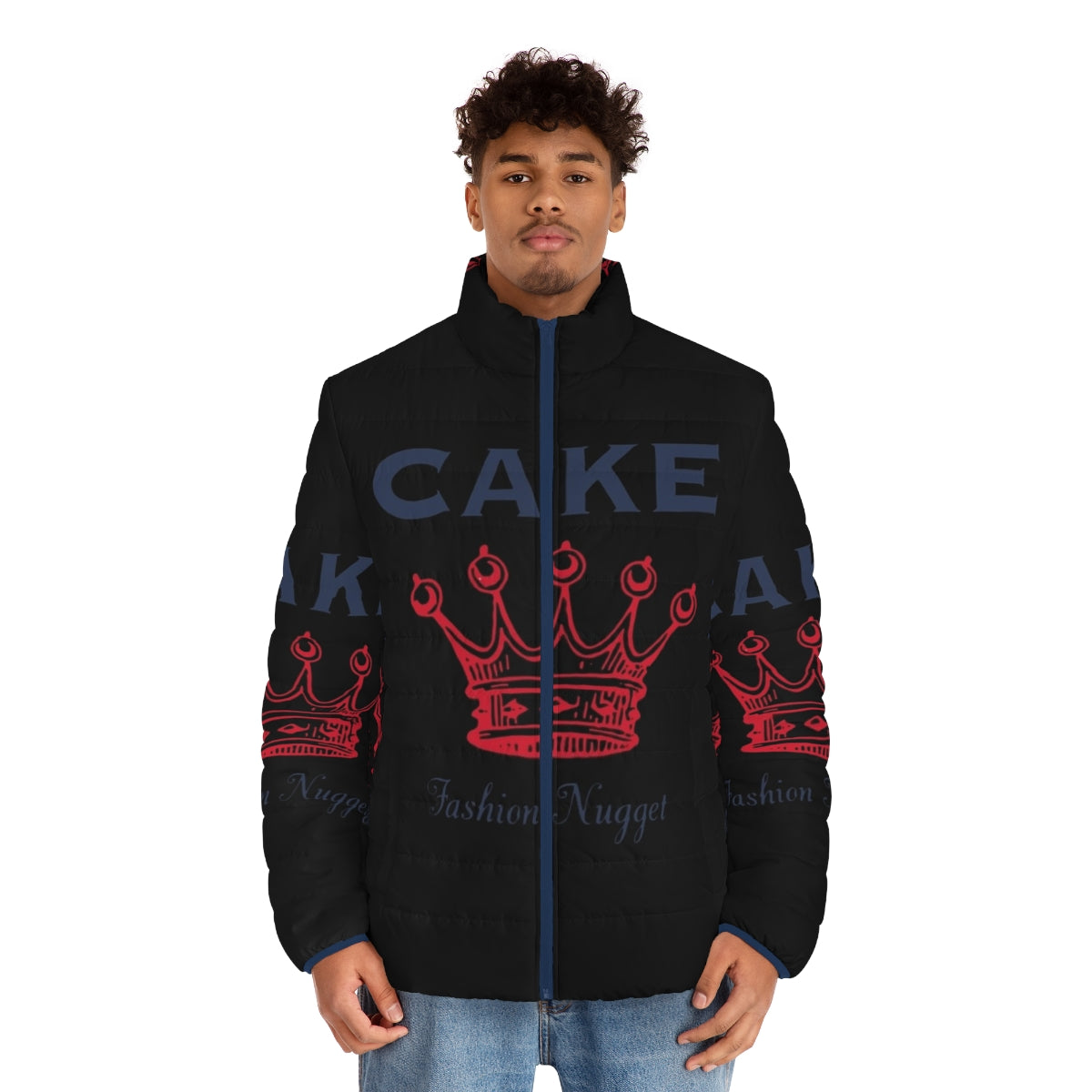 Cake Music Fashion Essential Puffer Jacket featuring the Cake band logo and concert-ready style - men front