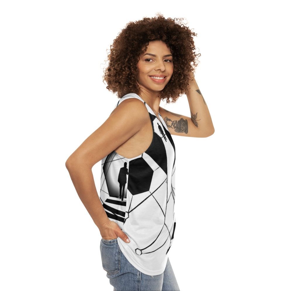 Unisex tank top with universe and celestial pattern design - women side