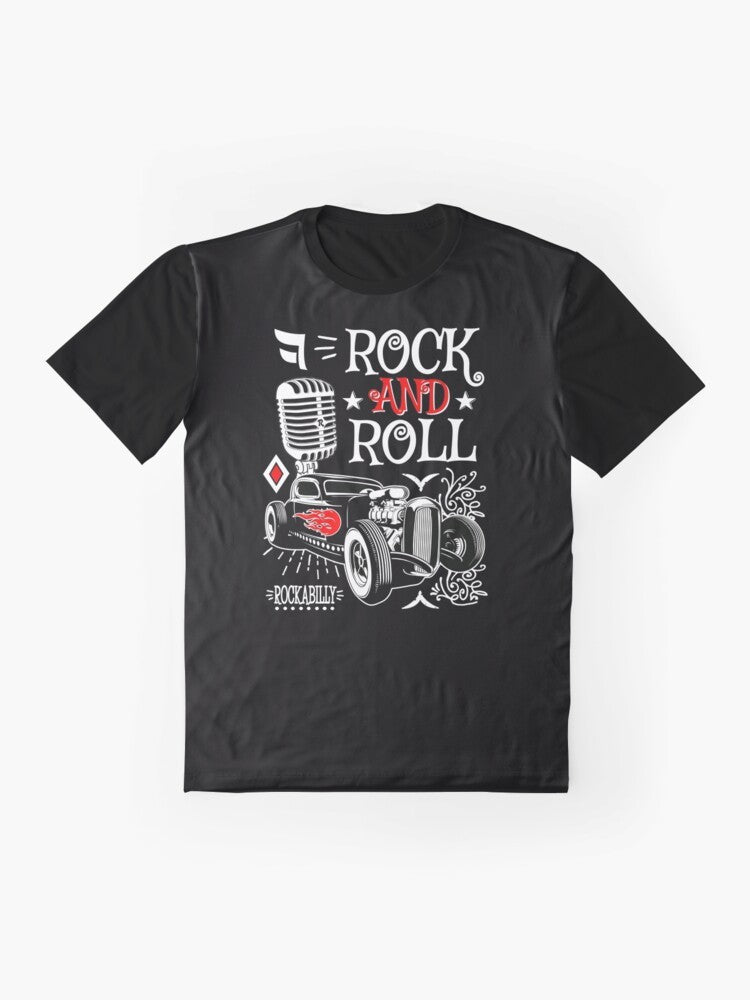 Vintage 1950s rockabilly hot rod rock and roll graphic t-shirt - Flat lay