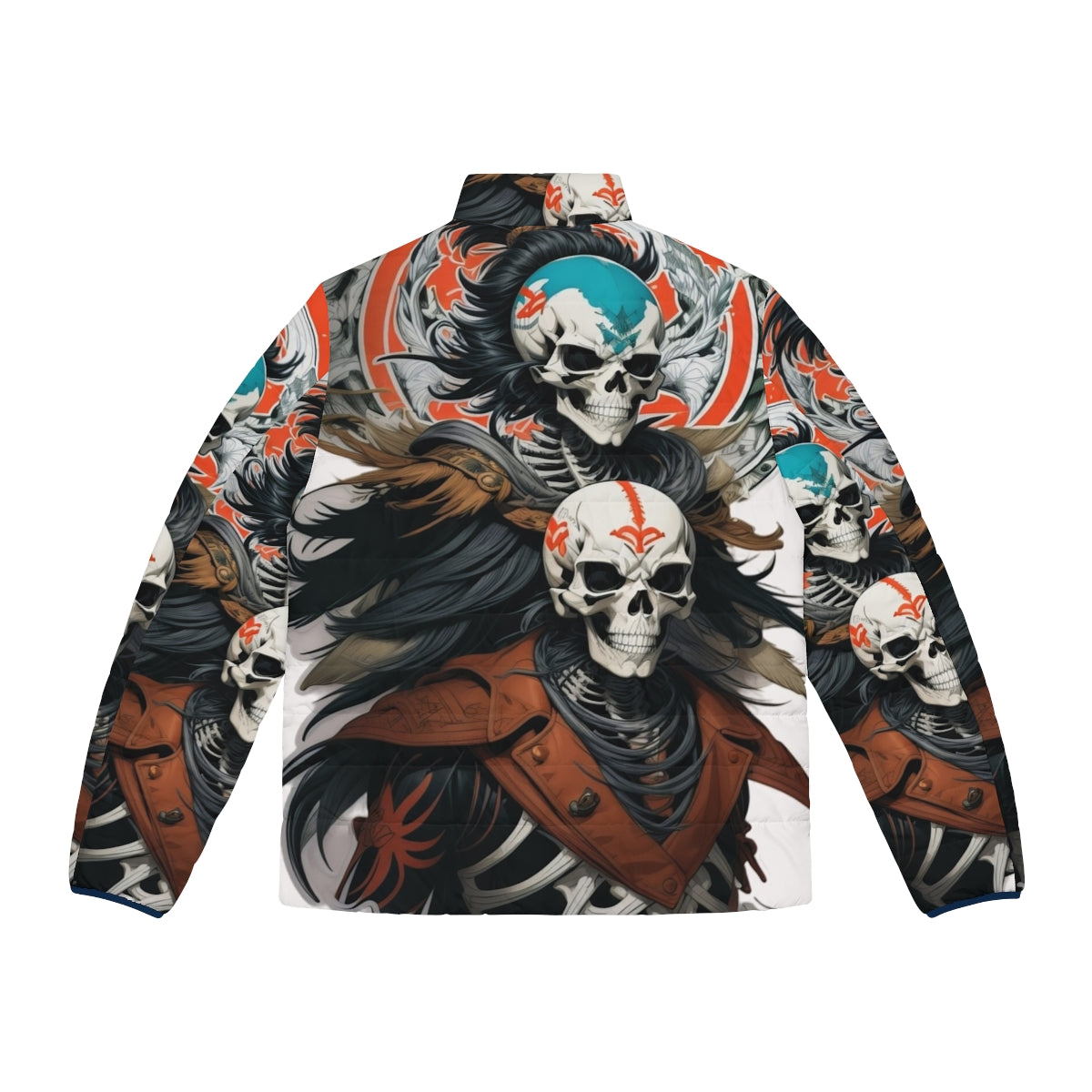 Skeleton Warrior Fantasy Puffer Jacket - Back