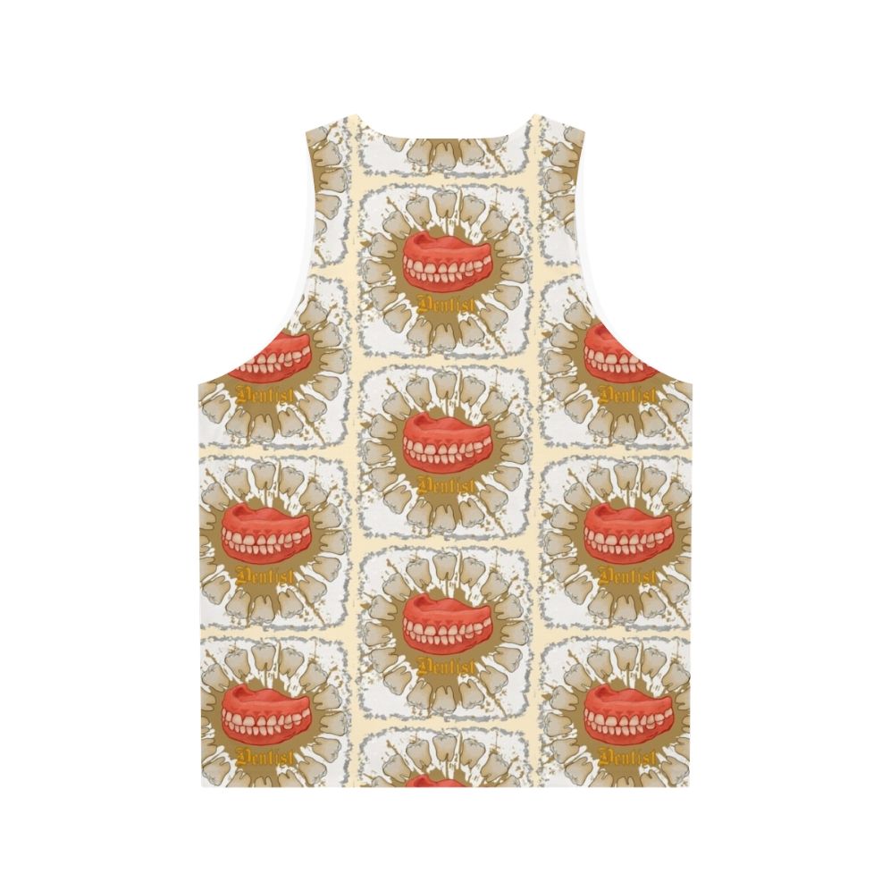 Dentist unisex tank top with dental-themed design - Back