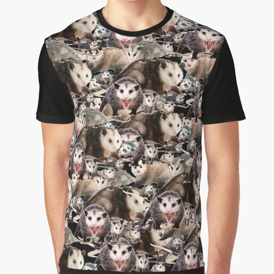 Adorable opossum graphic on a t-shirt