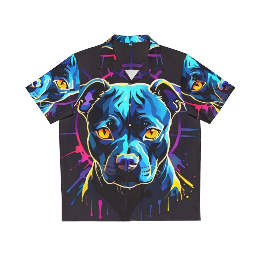 Neon Pitbull Dog Hawaiian Shirt