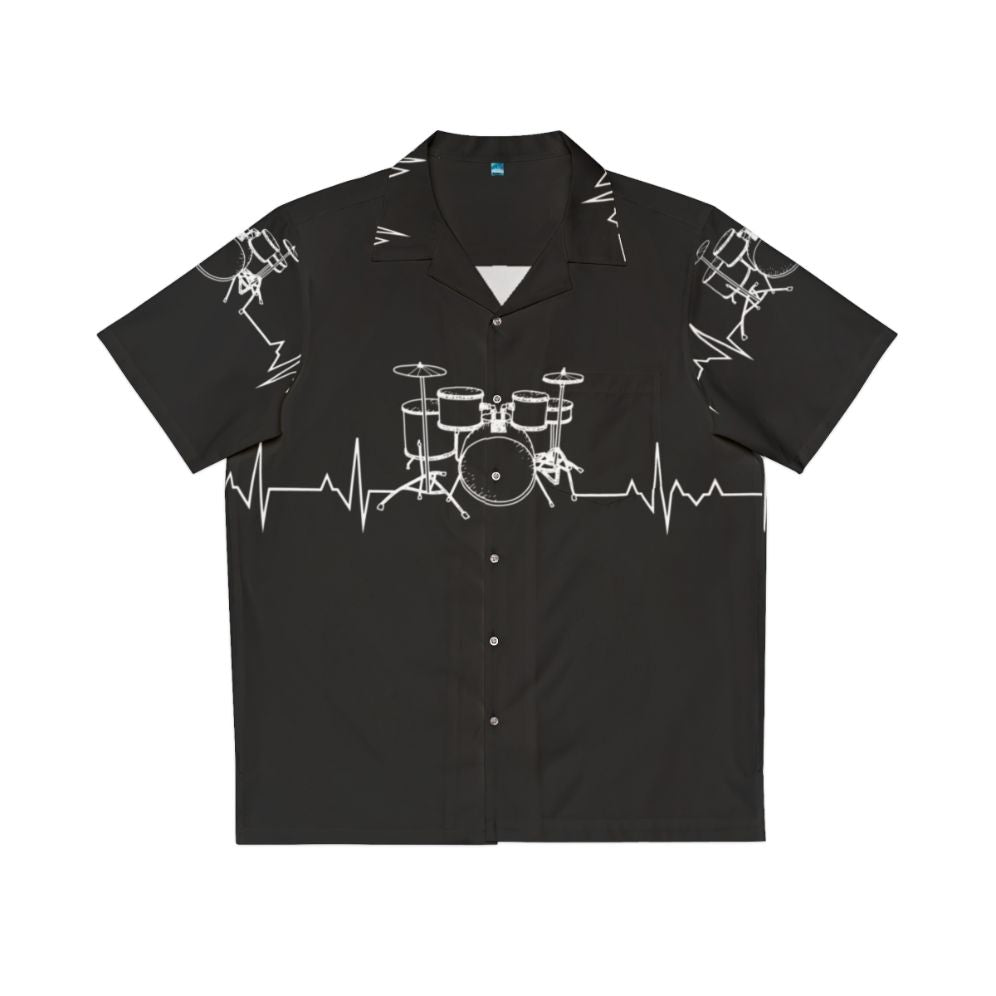 Drummer Heartbeat Hawaiian Shirt with Drums Graphic