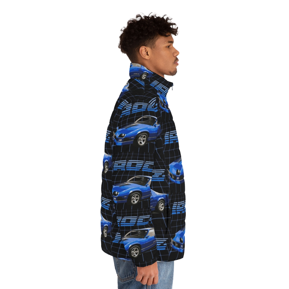 1989 Camaro IROC-Z 1LE puffer jacket with classic muscle car design - men side right