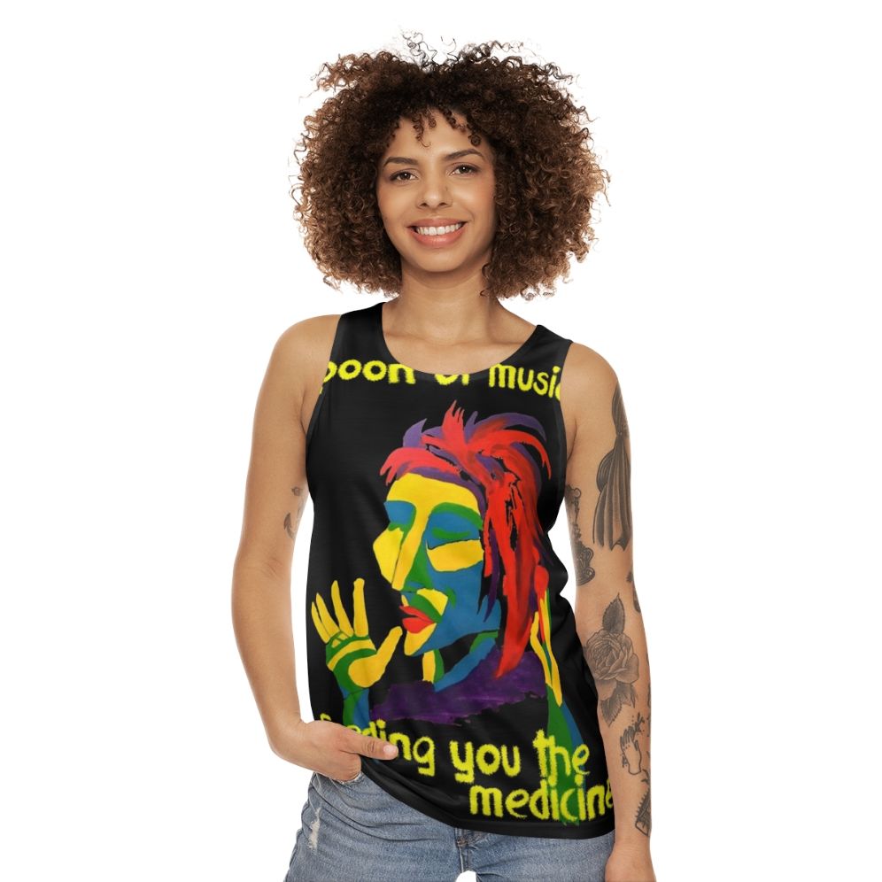 Unisex tank top featuring a "Spoon of Music" design for music lovers - women