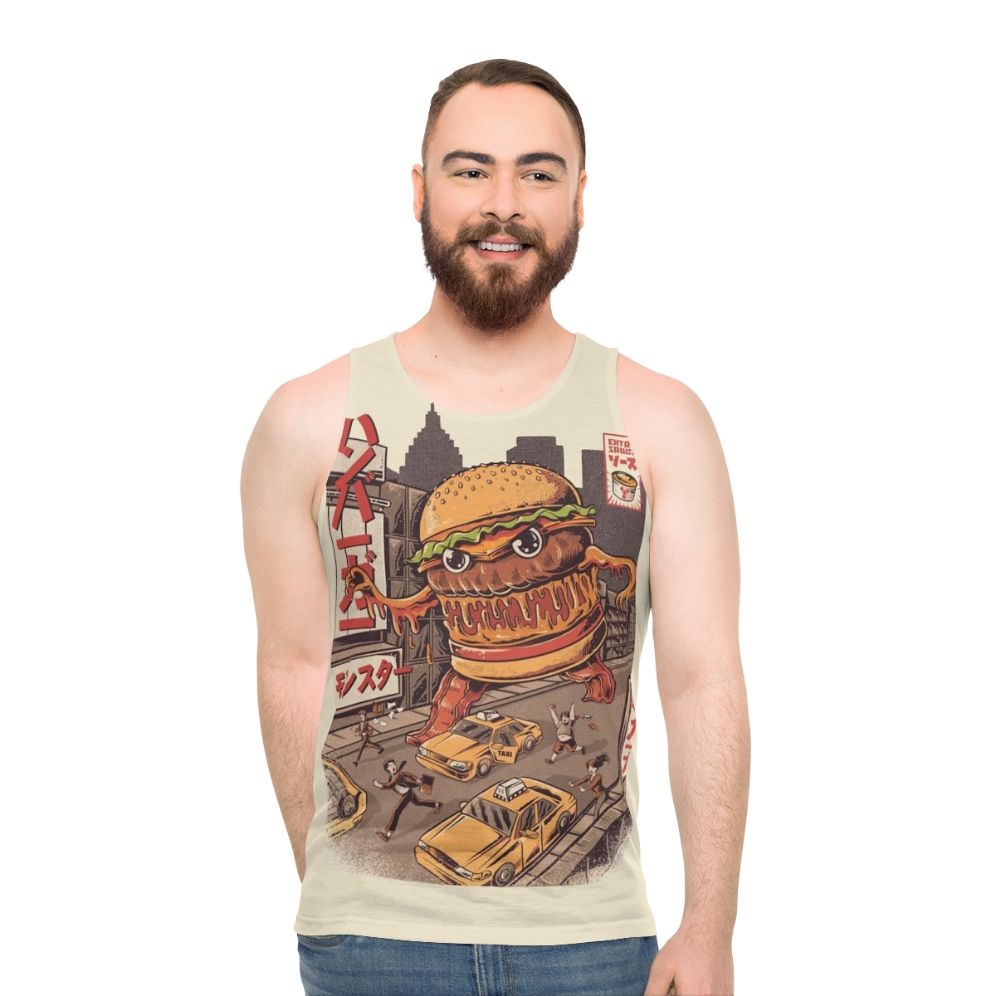 Burgerzilla anime-inspired unisex tank top - men