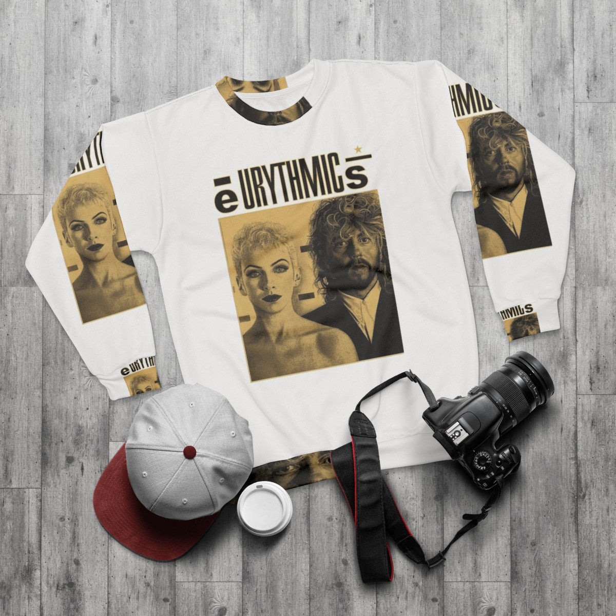 Eurythmics 'Sweet Dreams' 80s Music Sweatshirt - flat lay