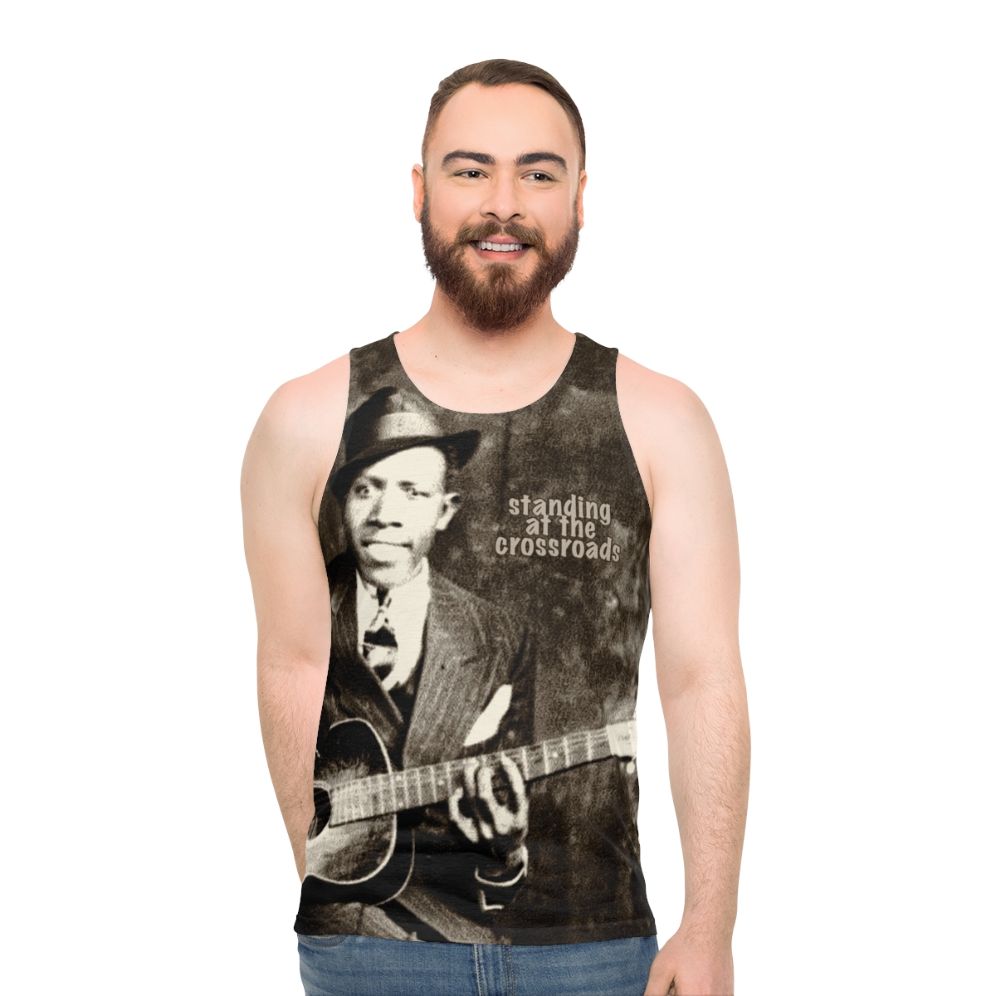 Blues guitar crossroads unisex tank top - men