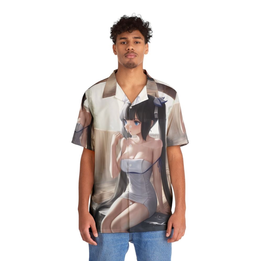 Hestia Familia Hawaiian Shirt with Anime Ecchi Onsen Design - People Front