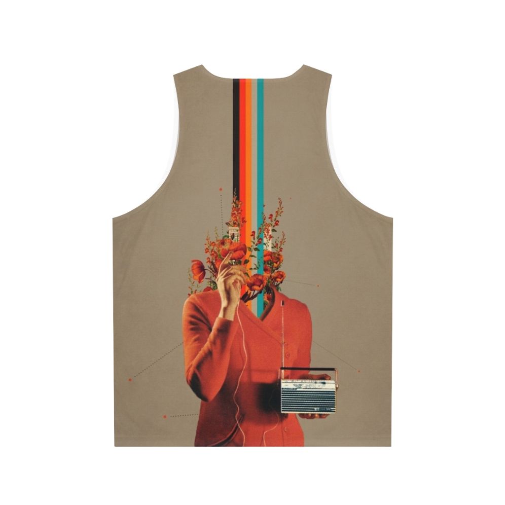 Retro unisex tank top with surreal pop art floral design - Back