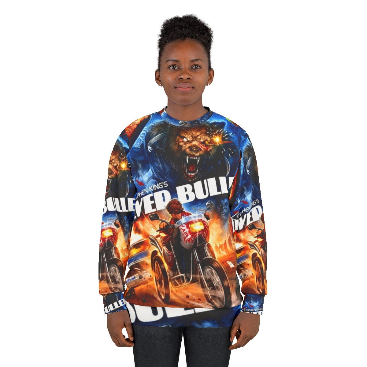 Silver Bullet Sweatshirt with Werewolf Graphic - women