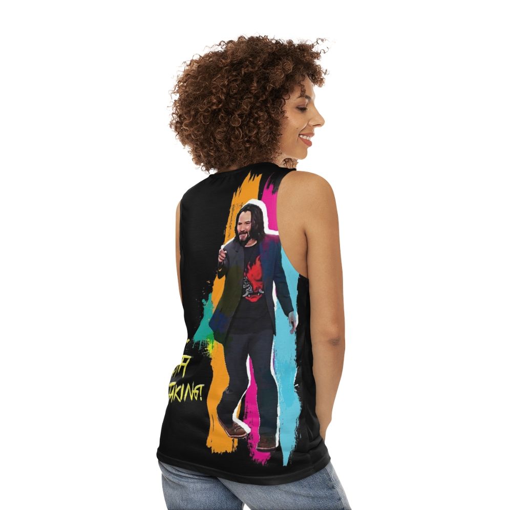 Unisex tank top with a breathtaking cyber punk design - women back