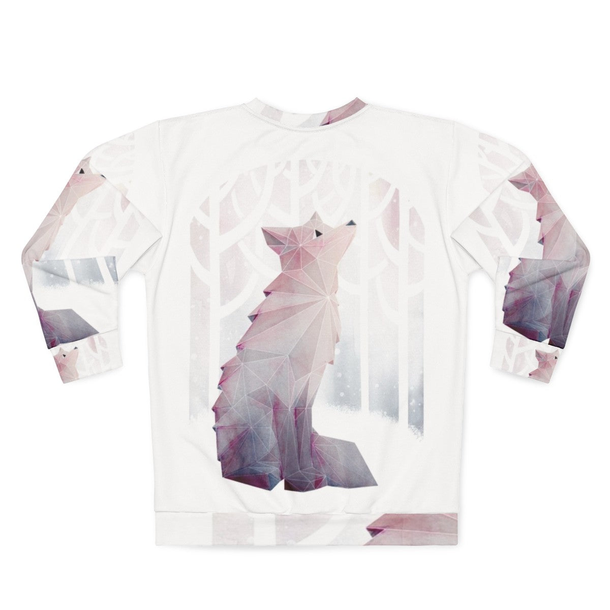 Fox in the snow geometric design sweatshirt - Back