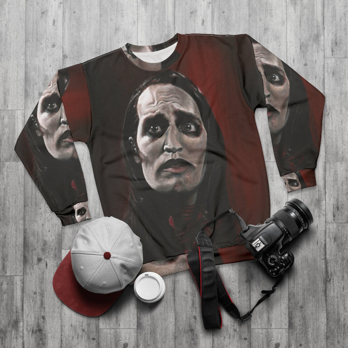 Noel Fielding The IT Crowd Gothic Sweatshirt - flat lay