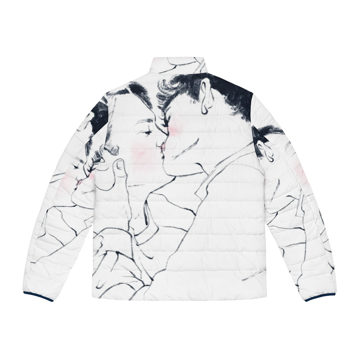 Heartstopper inspired puffer jacket featuring a kiss design - Back