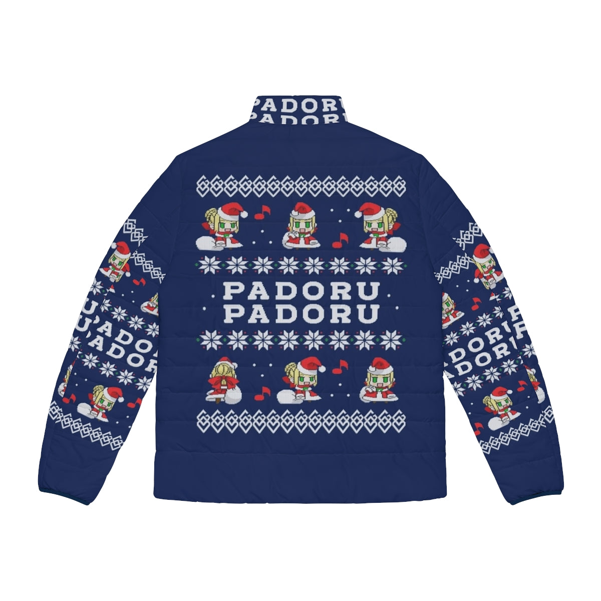 Padoru Padoru Puffer Jacket - Anime-inspired winter wear with Fate Grand Order characters - Back