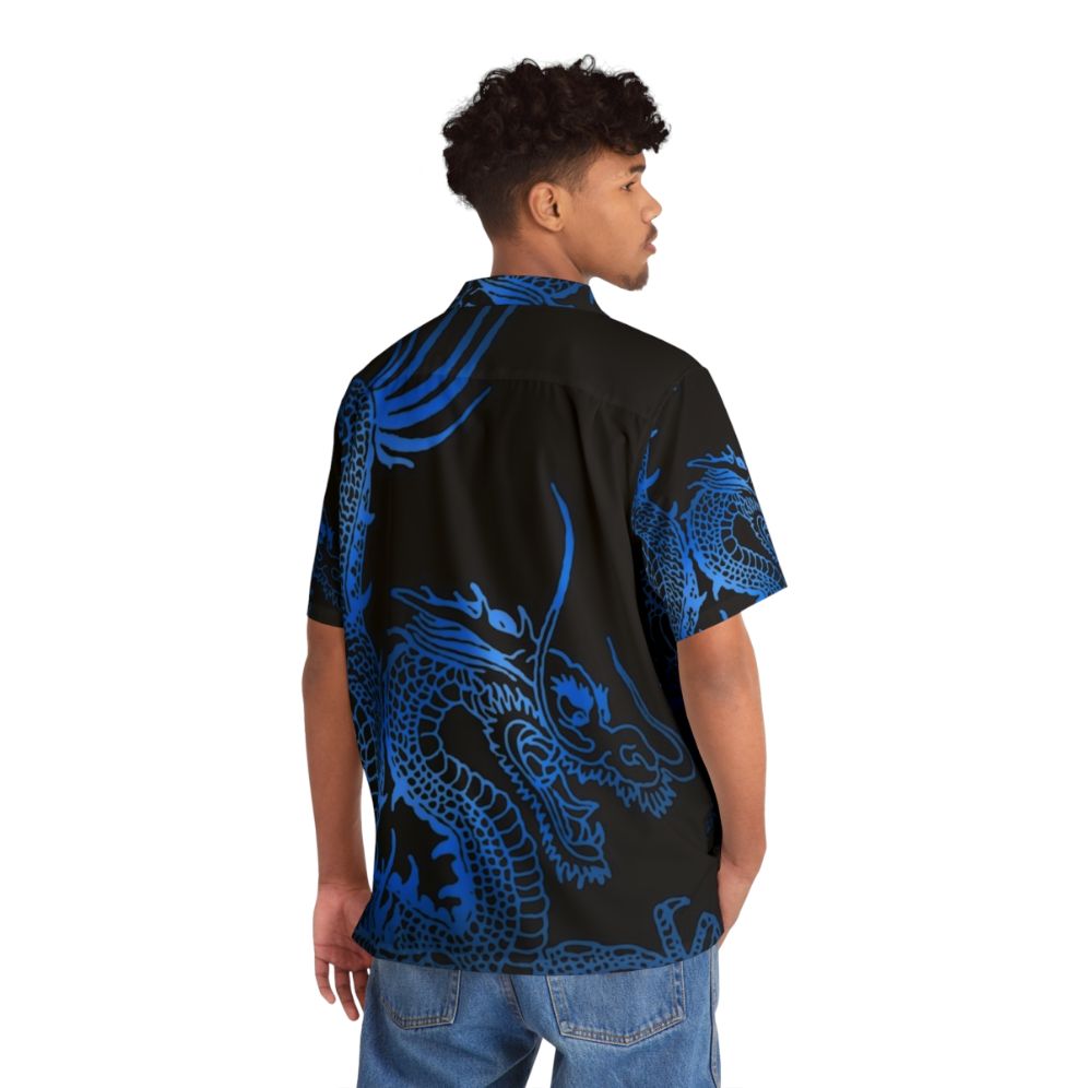 Blue Chinese dragon pattern Hawaiian shirt - People Back