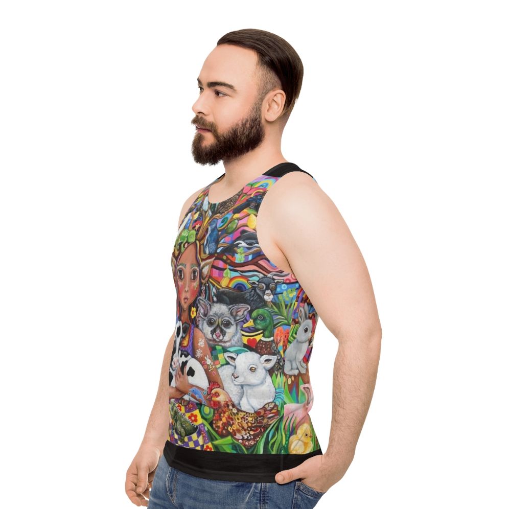 Ethical animal rights vegan vegetarian tank top - men side