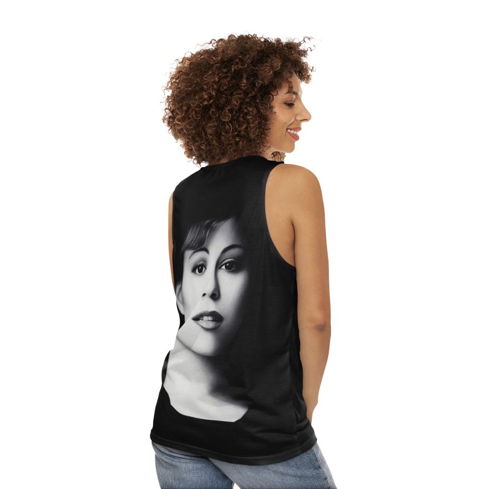 Unisex tank top with an illustrative design of a music legend from the 1990s - women back