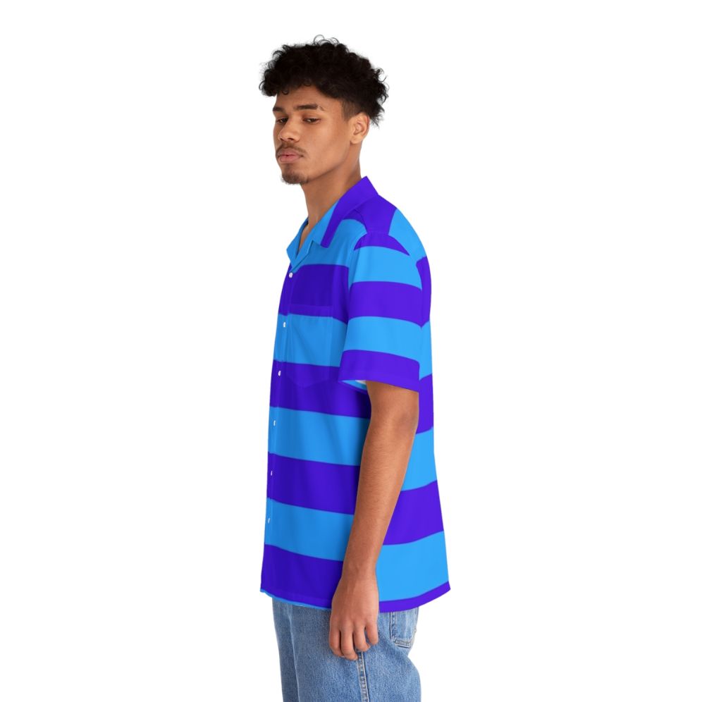 Blue and purple striped Hawaiian shirt - People Left